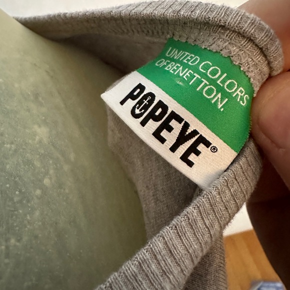BENETTON Mens Popeye Graphic T-Shirt Top Medium Grey Cotton - Picture 3 of 4